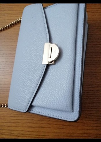 Zincir Detaylı Pastel Mavi Deri Kadın Çanta - Görsel 3