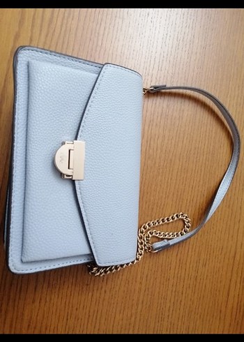 Zincir Detaylı Pastel Mavi Deri Kadın Çanta - Görsel 4