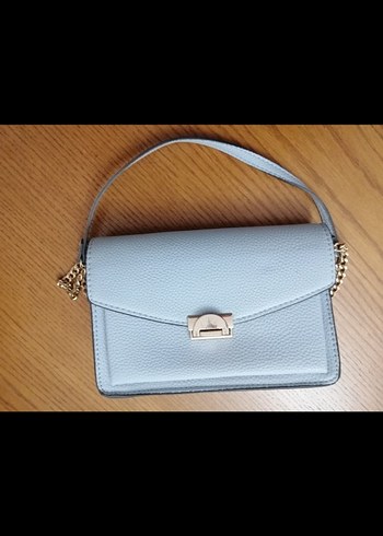 Zincir Detaylı Pastel Mavi Deri Kadın Çanta - Görsel 7