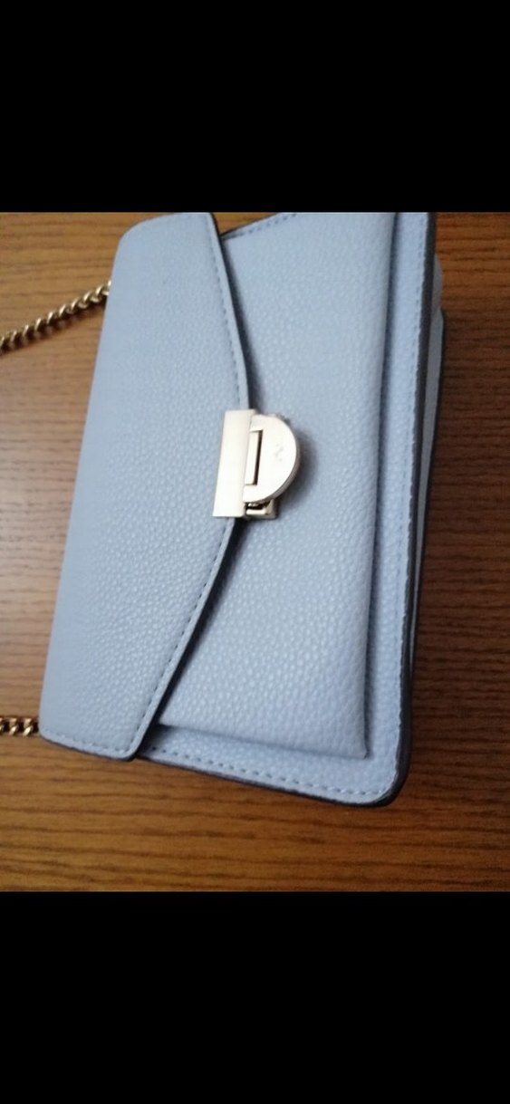 Zincir Detaylı Pastel Mavi Deri Kadın Çanta - Görsel 3