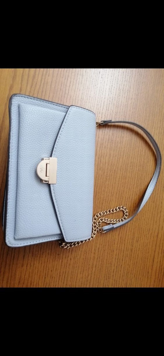 Zincir Detaylı Pastel Mavi Deri Kadın Çanta - Görsel 4