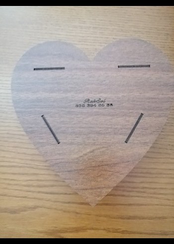 Parlak Kahverengi Ahşap Kalp kutu - Görsel 7