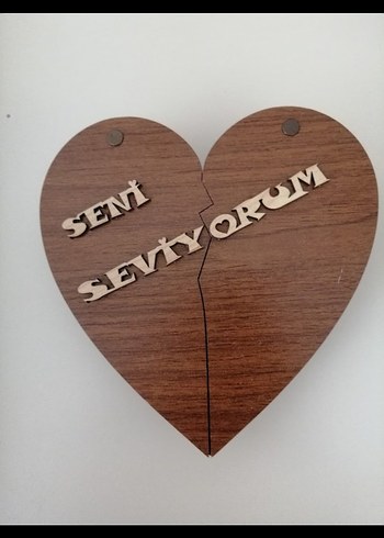 Parlak Kahverengi Ahşap Kalp kutu - Görsel 3