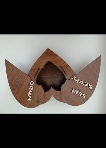 Parlak Kahverengi Ahşap Kalp kutu - Görsel 4