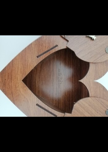 Parlak Kahverengi Ahşap Kalp kutu - Görsel 5