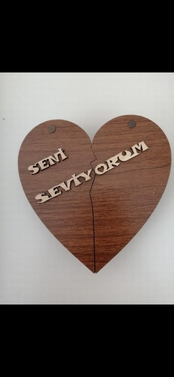 Parlak Kahverengi Ahşap Kalp  kutu - Görsel 3