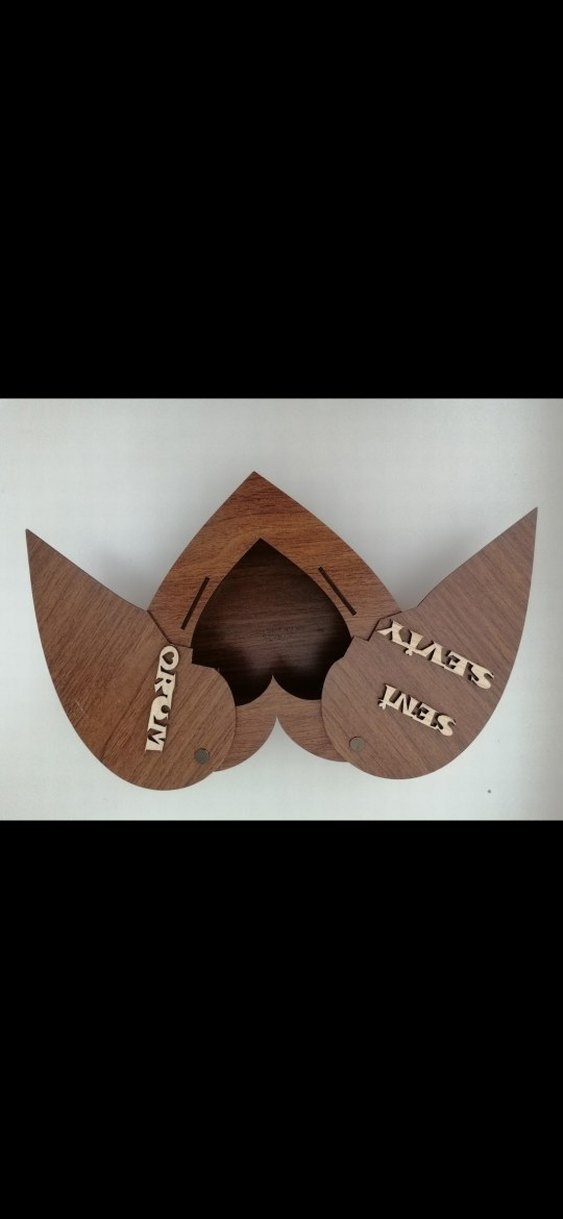 Parlak Kahverengi Ahşap Kalp  kutu - Görsel 4