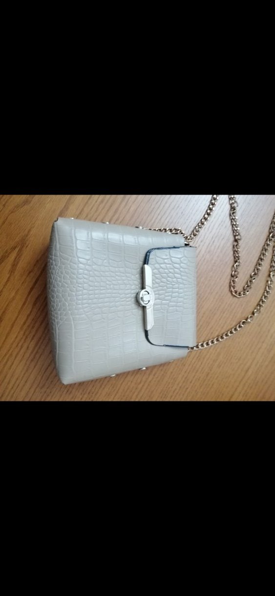 Gri Deri Zincir Detaylı Kadın Çanta - Görsel 2