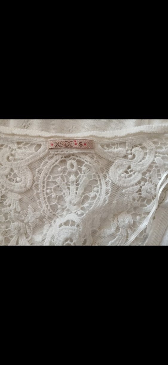 Dantelli Beyaz V Yaka Kadın Hırka - Görsel 5