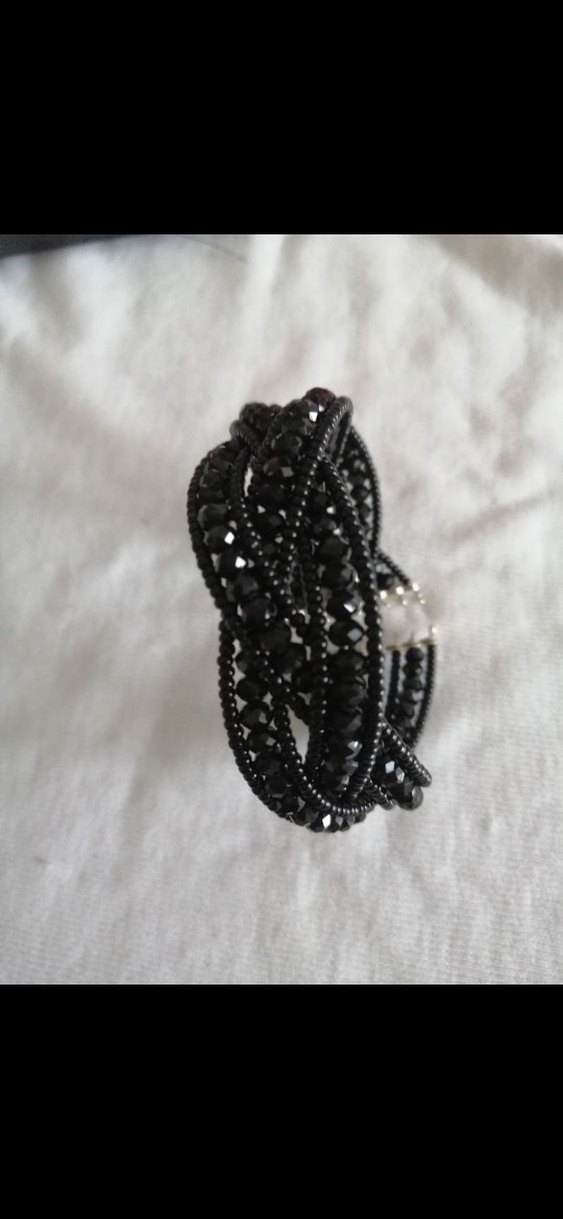 Siyah Boncuklu el işi bileklik - Görsel 3