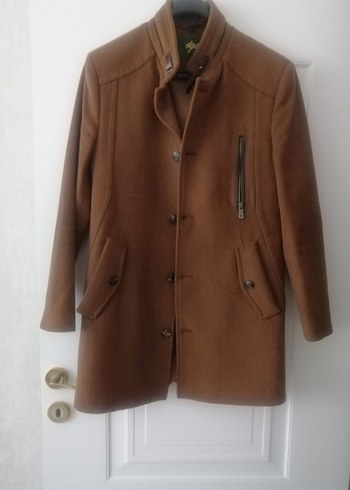 Düğmeli Kahverengi Süet Kışlık Kısa Erkek Kaban - Görsel 2