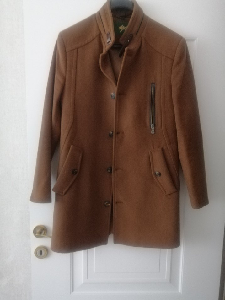 Düğmeli Kahverengi Süet Kışlık Kısa Erkek Kaban - Görsel 2