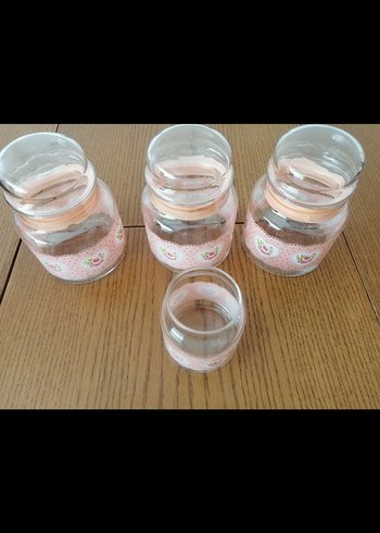 Pastel Pembe Desenli Cam baharatlık Seti - Görsel 3