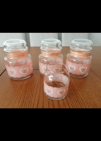 Pastel Pembe Desenli Cam baharatlık Seti - Görsel 2