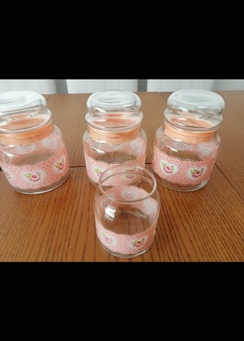 Pastel Pembe Desenli Cam baharatlık Seti - Görsel 4