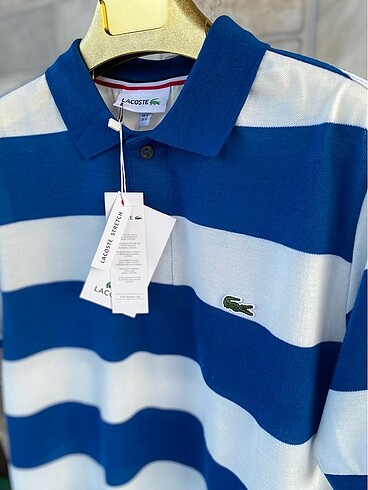 Lacoste Lacoste Polo yaka tişört mavi beyaz çizgili