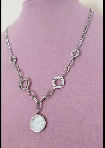  Beden Çelik Bulgari model gümüş Zincir Detaylı Kolye