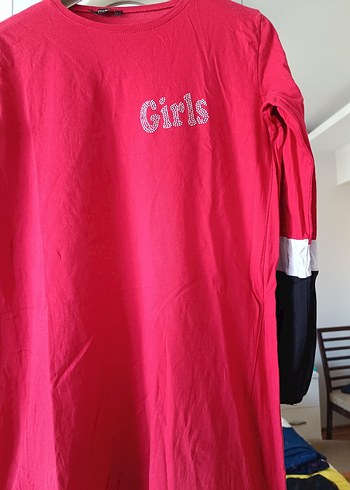 bayan Kırmızı Uzun Kollu Tunik - Görsel 3