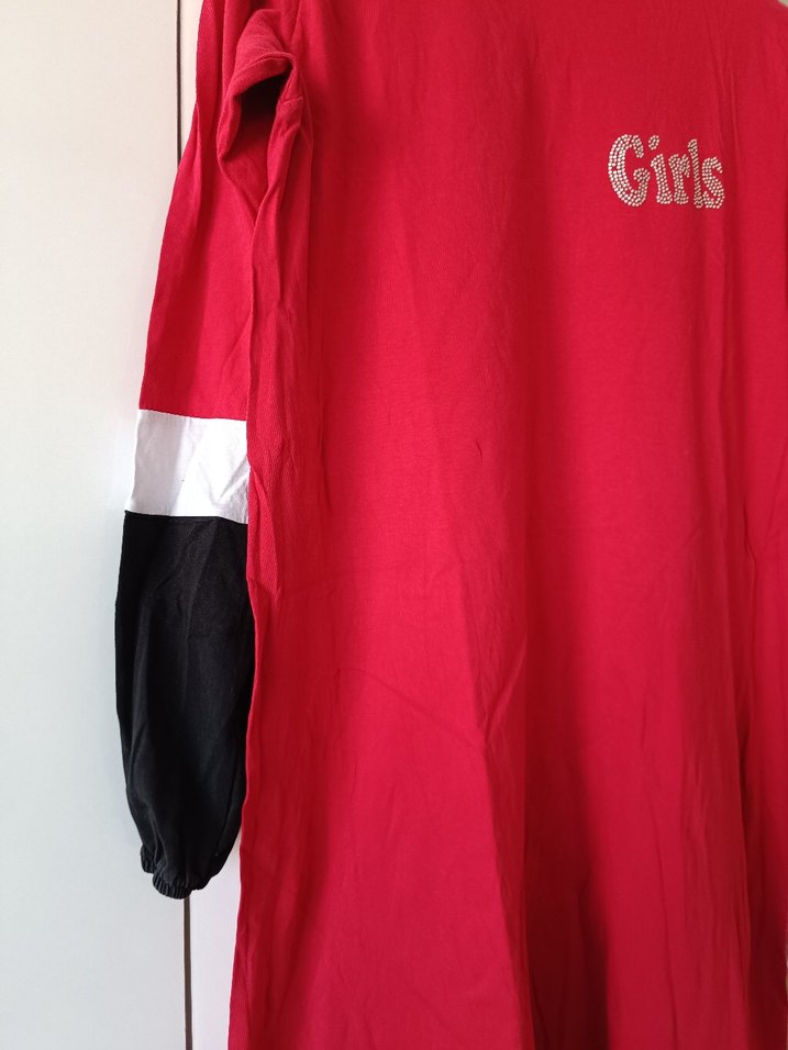 bayan Kırmızı Uzun Kollu Tunik - Görsel 5