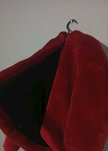 Kırmızı  tüylü kürk mont - Görsel 2