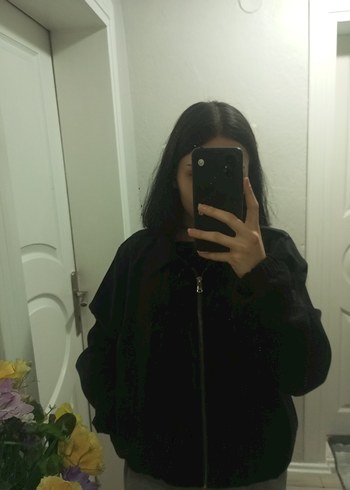 Kadın Siyah Fermuarlı Midi Ceket - Görsel 4