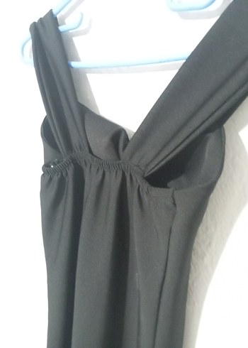 Siyah V Yaka Uzun Abiye Elbise - Görsel 3