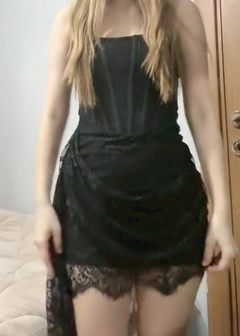 Dantel Detaylı Siyah Mini Abiye - Görsel 2