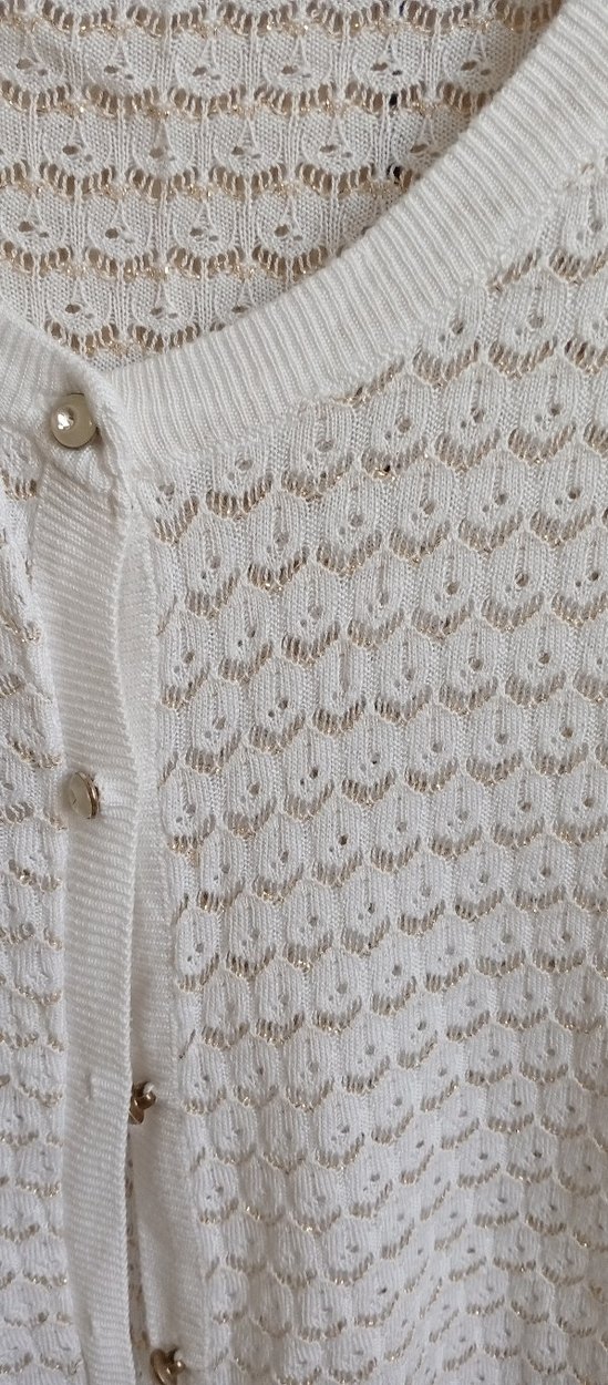 Beyaz Örgü Kadın Hırka Uzun Kollu M beden - Görsel 3