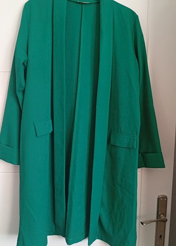 Drapeli Yeşil Kadın Ofis ceket - Görsel 5