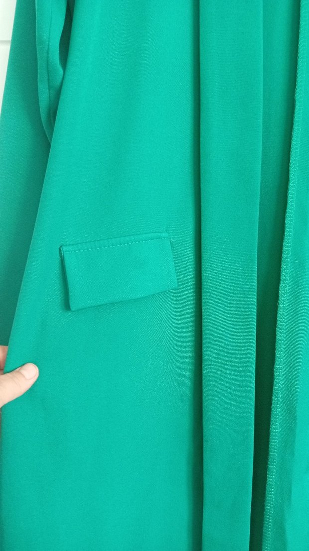 Drapeli Yeşil Kadın Ofis ceket - Görsel 3