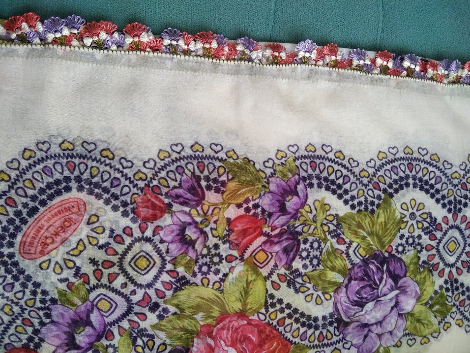 krem renk çiçekli yazma iğne oyası - Görsel 4