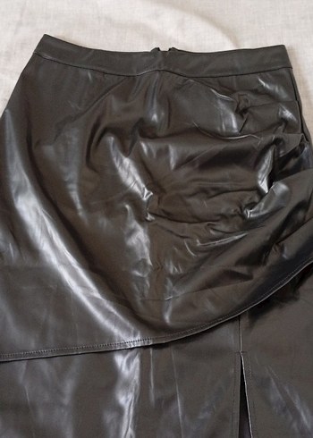 Siyah Deri  Uzun Etek - Görsel 4