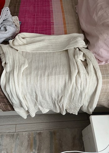 Beyaz Bohem Örgü Kadın Kazak - Görsel 2