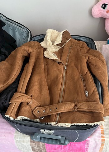 Kahverengi Süet Kadın mont - Görsel 2