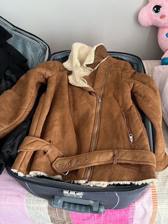 Kahverengi Süet Kadın mont - Görsel 2