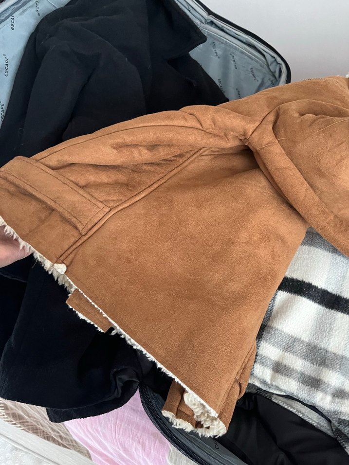 Kahverengi Süet Kadın mont - Görsel 5