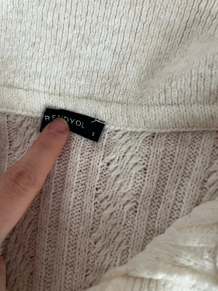 Kadın Beyaz Triko Örgü Kazak - Görsel 4