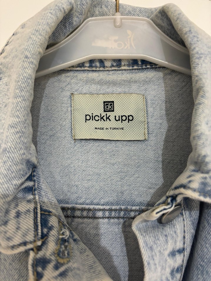 Kadın Gri Batik Desenli Kolsuz Denim Ceket - Görsel 2