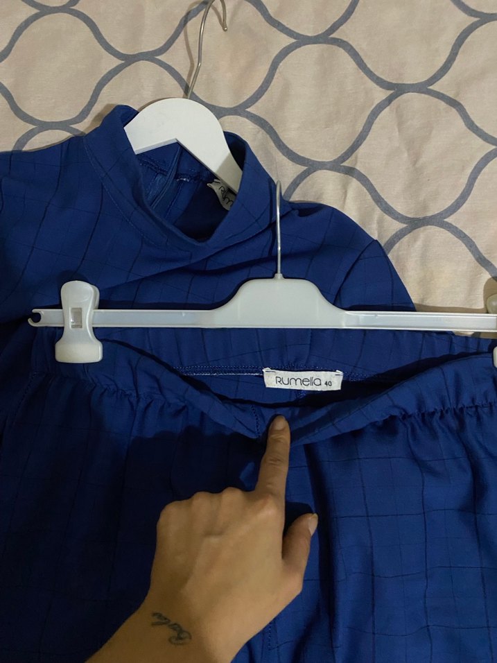 Kadın Lacivert Keten Takım - Görsel 4