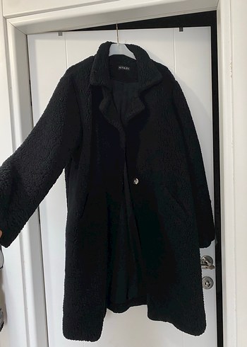 Siyah Düğmeli Midi Kadın Kaban - Görsel 3