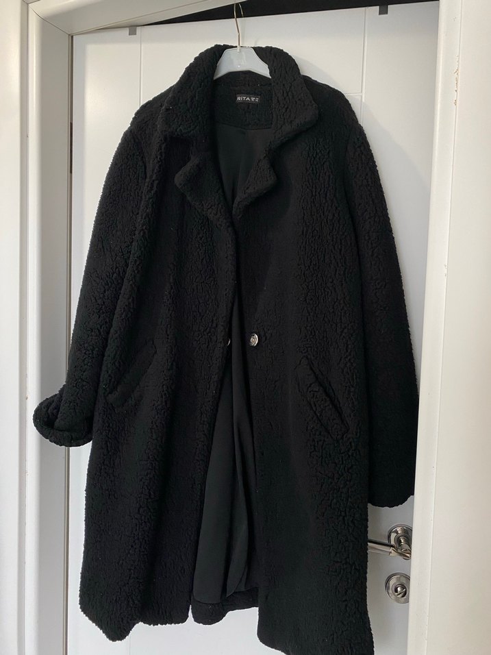 Siyah Düğmeli Midi Kadın Kaban - Görsel 2