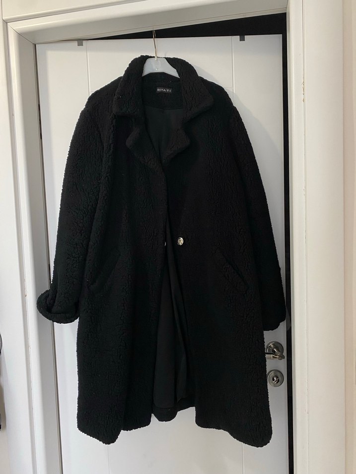 Siyah Düğmeli Midi Kadın Kaban - Görsel 5