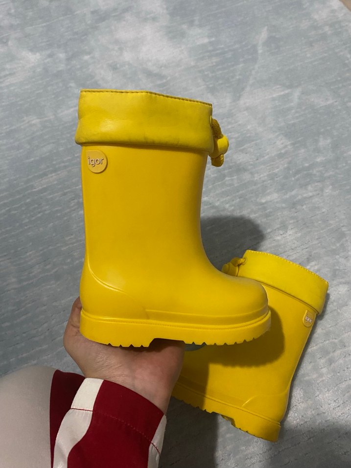 Kız Çocuk Sarı Lastik Çizme Velcro - Görsel 3