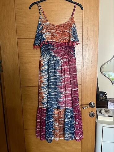 36 Beden çeşitli Renk Yazlık ip askı Şifon elbise