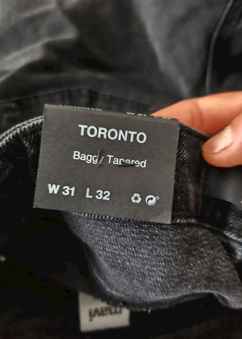 Siyah Rahat Kesim Midi Kot Pantolon - Görsel 2