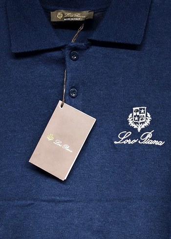 Loro Piana Erkek Lacivert Premium Polo Yaka Tişört