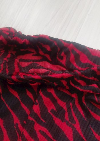 Kırmızı Zebra Desenli Drapeli Hamile Etek - Görsel 3