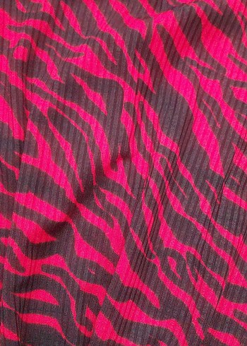 Kırmızı Zebra Desenli Drapeli Hamile Etek - Görsel 5