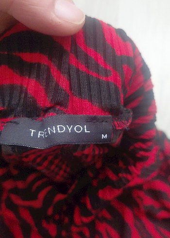 Kırmızı Zebra Desenli Drapeli Hamile Etek - Görsel 4