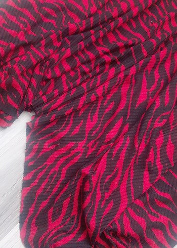 Kırmızı Zebra Desenli Drapeli Hamile Etek - Görsel 6